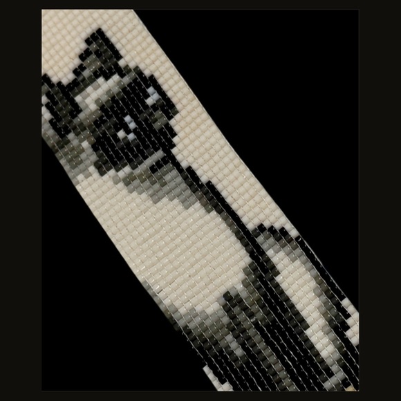 Siamese Cat Beaded Loom Cuff Bracelet, Adjustable 6.6 to 8.6” - Hand Crafted - Picture 5 of 8